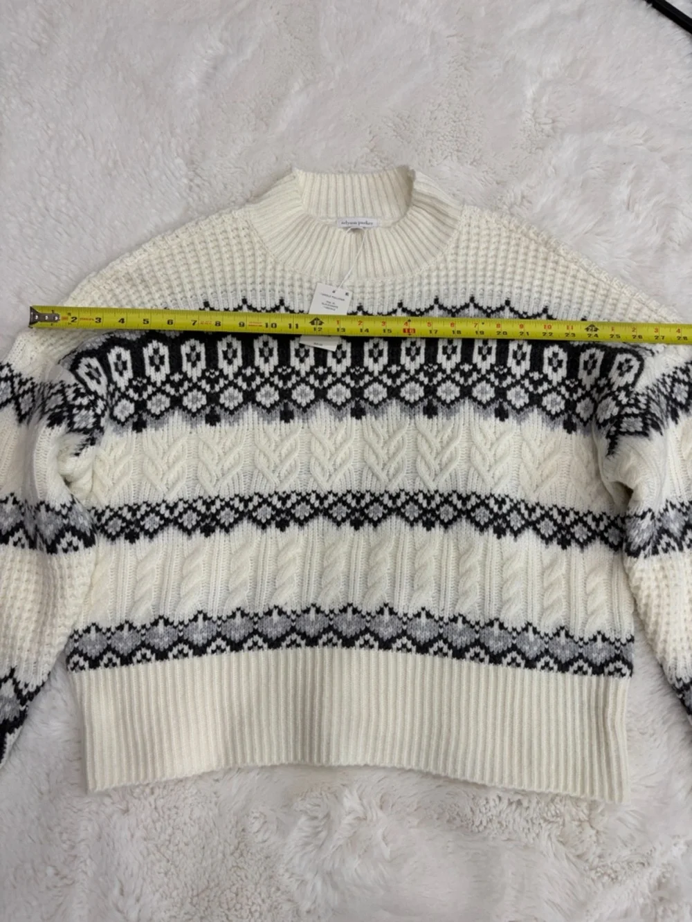 Adyson Parker,Size XL,Women’s Cream Nordic Cable Knit Sweater - Picture 8 of 14